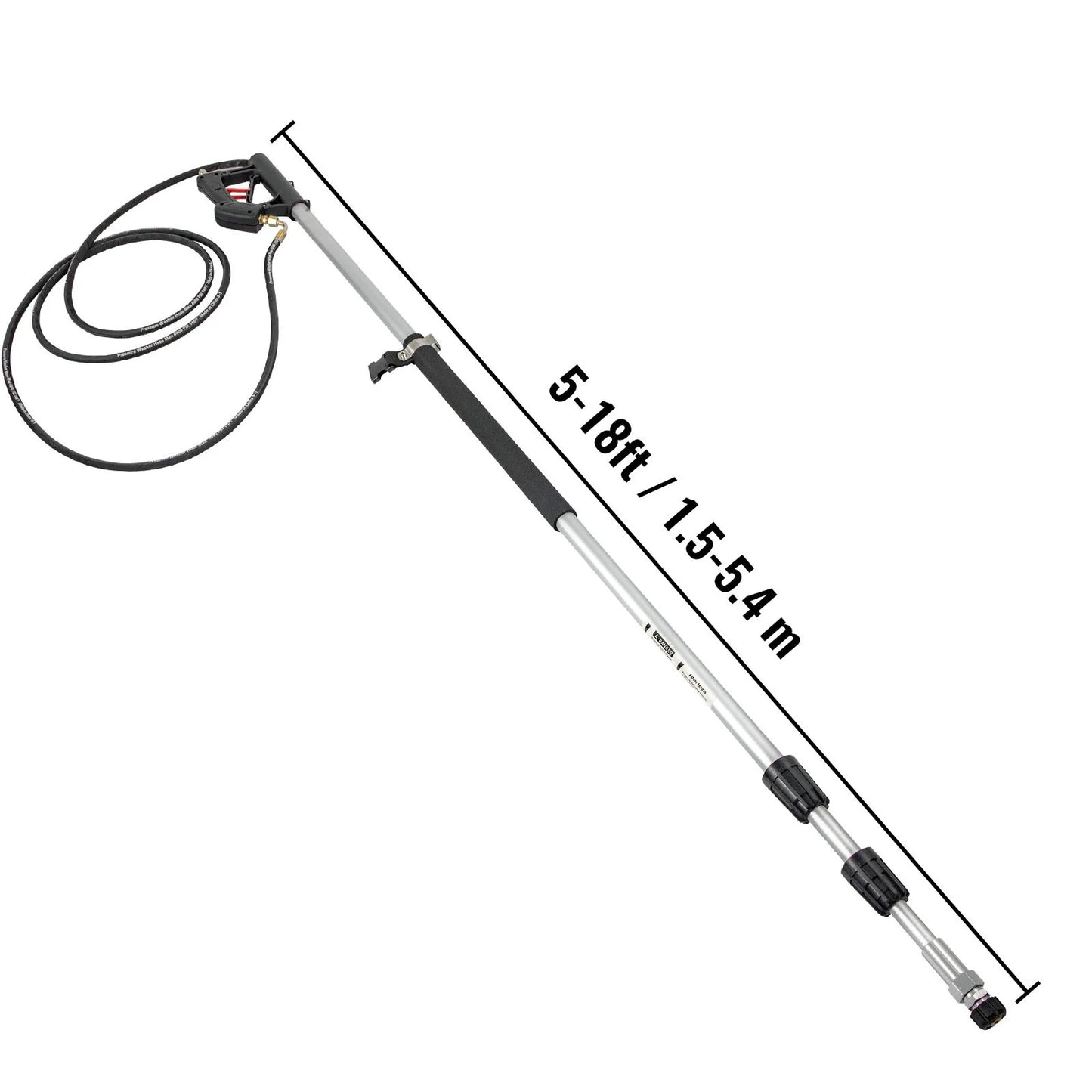 Pressure Washer Wand Telescoping 18Ft 4000Psi W/ Belt 3/8" Quick Connector